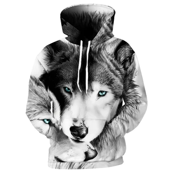

Cloudstyle Black White Casual Hoodies Men Women 3D Sweatshirt Animal Dog Husky Wolf Printed Hoodie Funny Pullover Winter Jacket
