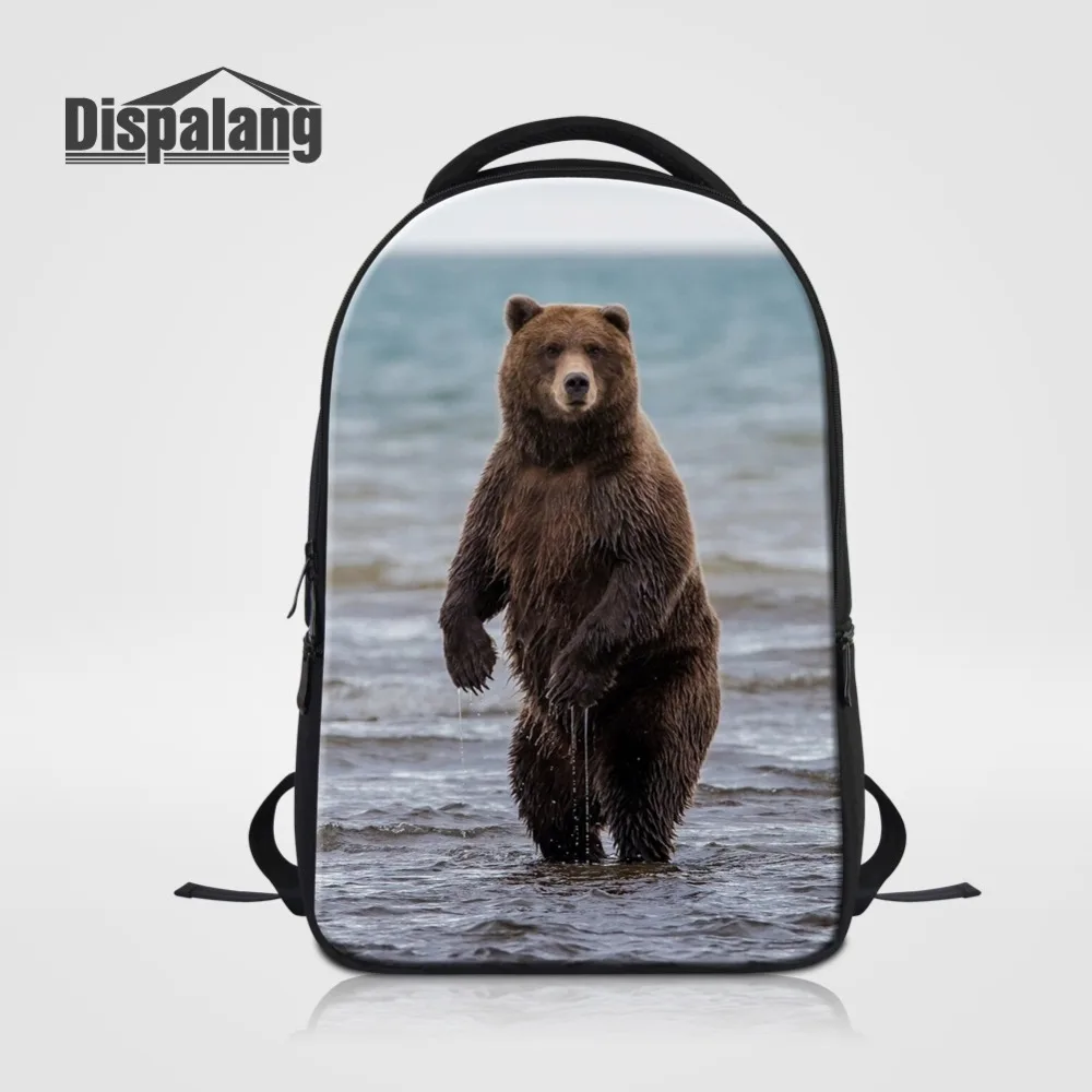 

Animal Bear Laptop Backpack For Teens Boys Mens Business Bagpack Custom Logo Design School Bags For College Male Casual Rucksack