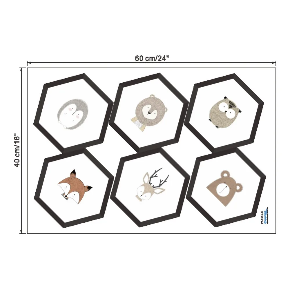 Cute Animal Hexagon Photo Frame Wall Stickers For Home Decoration Accessories Living Room Bedroom Decor PVC Mural Wall Art Decal