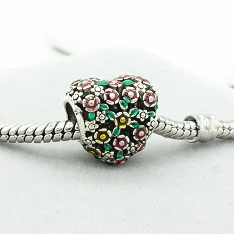 European 1pcs 925 Silver CZ Charm Beads Pendant Fit Bracelet Necklace Chain