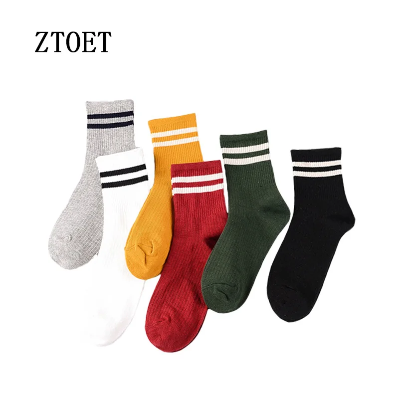 Высокое качество 5 пар/лот Для женщин носки осень-зима в полоску happy Socks брендовые хлопковые носки модные новые