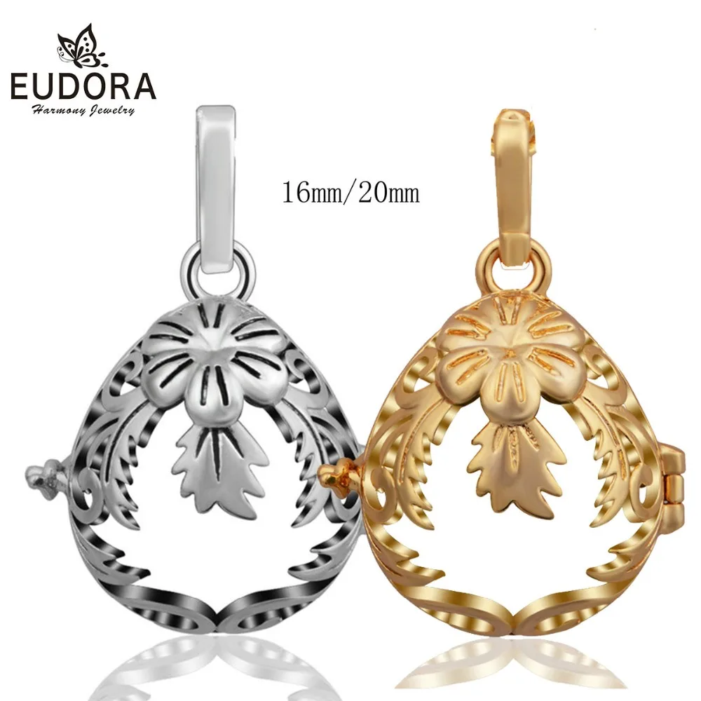 EUDORA 10PCS/lot 2 colors Antique Copper Metal Locket Cage fit 16mm /20mm bola Harmony Bola Pendant Jewelry Accessories H40/H65 photo