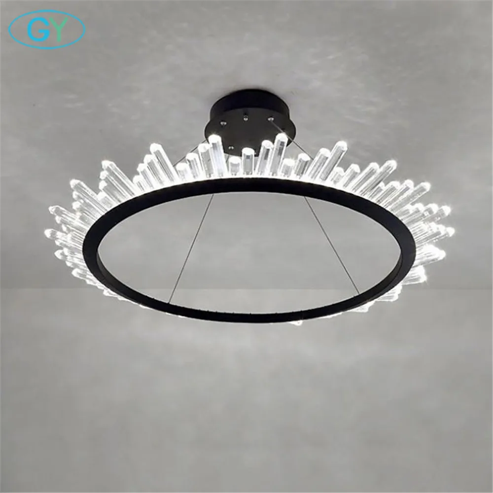 Новый дизайн Черная D60cm 37W led люстра золото D80cm 50W кольцо хрустальные люстры