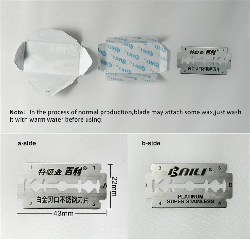 BAILI, 10 шт., Безопасные лезвия для бритья, суперострые, Платиновые, нержавеющая сталь, двойная бритва, Мужская бритва, уход за бородой, BP001B