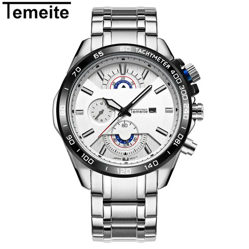 

luxury mens watches TEMEITE brand men wristwatch quartz stainless steel waterproof man watches business men's watches