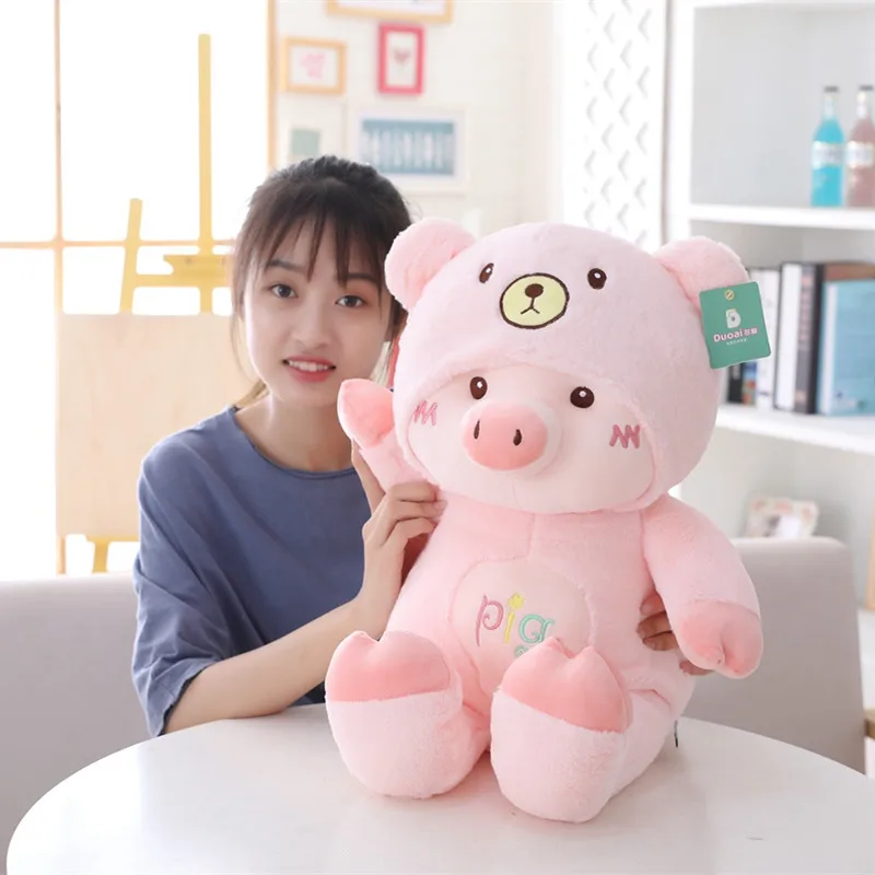 50 см милые плюшевые игрушки мультяшная свинка с шапкой Kawaii мягкий Кот медведь