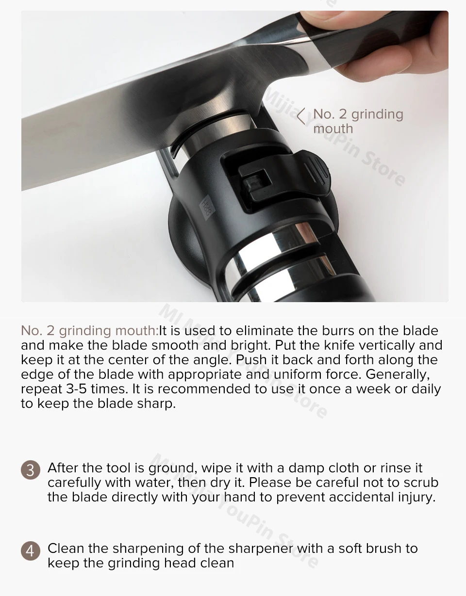 Xiaomi Mijia Huohou Knife Sharpener 2 Stages Kitchen Sharpening Stone Grinder knives Whetstone Sharpener Tool for Kitchen Knife (12)