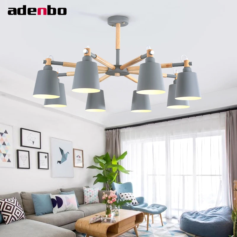 

Ceiling Chandelier 3/5/6/8 Lights Living Room LED Chandeliers Lighting Macaron Lamp Nordic Lights Solid Wood Craft Lamps