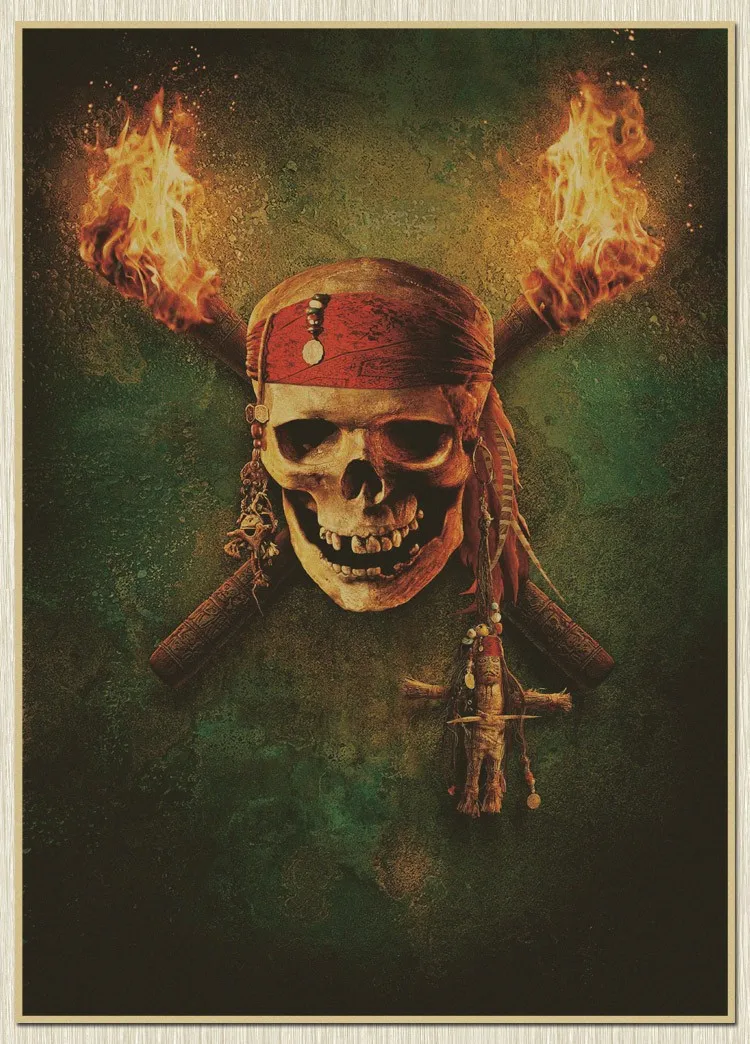 

Pirates Of Caribbean SKULL Retro Movie Poster HD Bar/Pub/cafe Core Wall Art Crafts Poster Living Room Core Classic