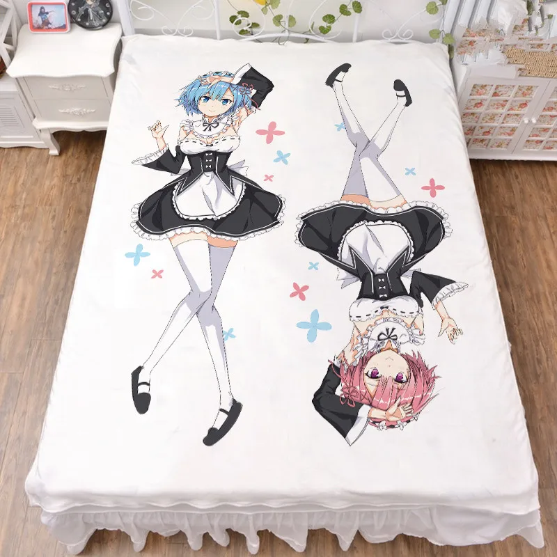 Аниме Re Zero kara Hajimeru Isekai Seikatsu персонаж сексуальная девушка ОЗУ и рем Простыня из
