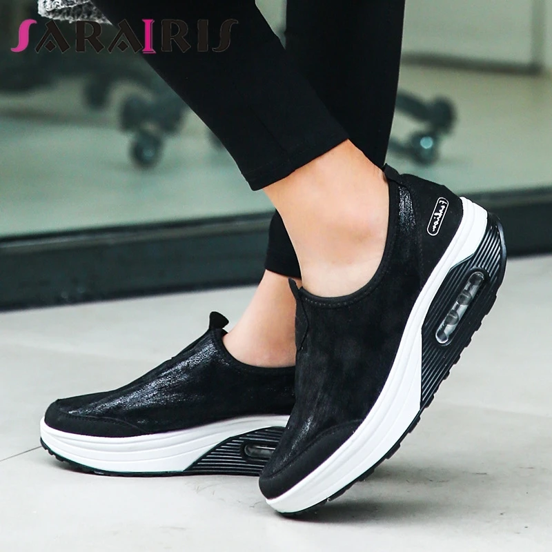 

SARAIRIS 2019 New Fashion Sneakers Round Toe Solid Flat Platform Shoes Woman Casual women's Spring Autumn Flats Big Size 34-41