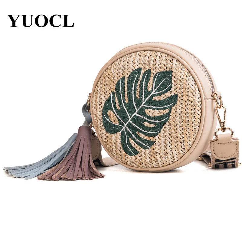 

Summer Crossbody tassel leaf Bags For Women 2018 Luxury Handbags Women Bags Designer Famous Brand Ladies Rattan Beach Straw Bag