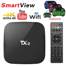 TX2 r1 r2 Rockchip rk3229 2 ГБ/16 ГБ Android 6.0 Умные телевизоры коробка H.265 4 К H.265 2.4 ГГц wi-Fi BT2.1 KD проигрыватель установлен Декодер каналов кабельного телевидения TX2