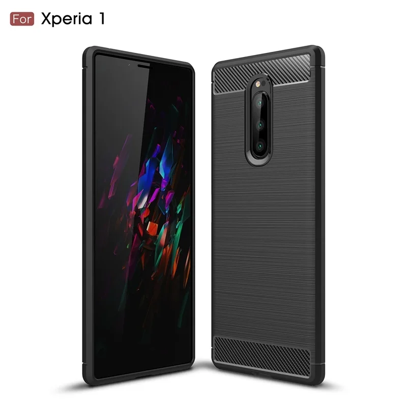 Для Sony Xperia 1 / Xperia1 чехол из углеродного волокна противоударный мягкий ТПУ Матовый