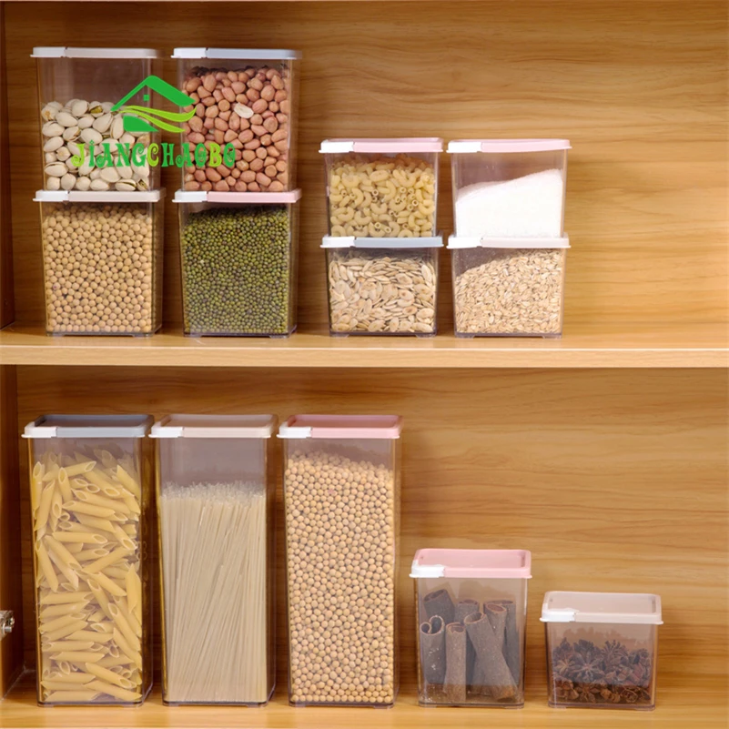 JiangChaoBo المطبخ مختومة جرة البلاستيك الغذاء صندوق تخزين الحبوب المجففة الفاكهة تخزين جرة جرة بسكويت خزان التخزين