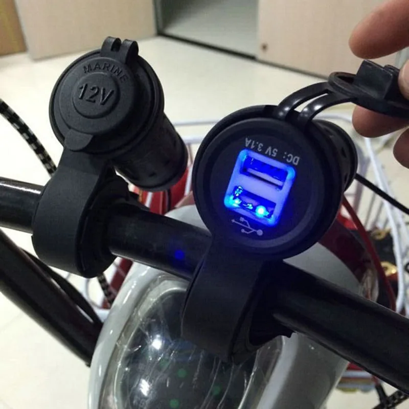 

Motorcycle Charger Dual USB Waterproof Power Socket Compatible With phone Bicycle Accessories ALS88