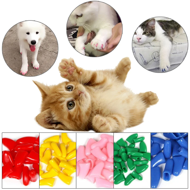 

20pcs Soft Cat Nail Caps / Cat Nail Cover / Paw Claw Pet Silicon Nail Protector with free Glue Pet Cat Grooming 1a20