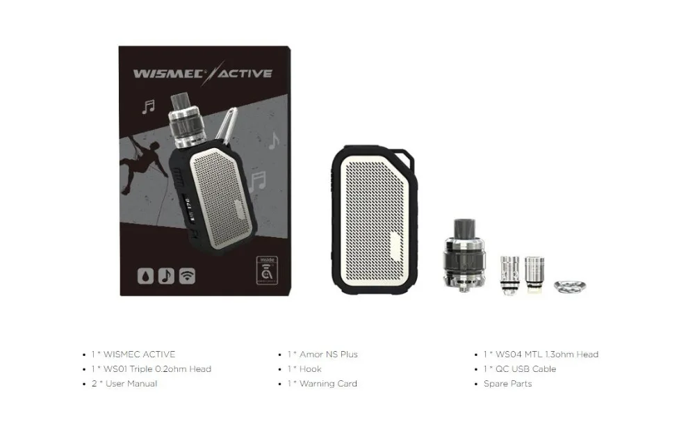Original Wismec Active Kit 80W Active BOX MOD Vape with 4.5ML AMOR NS Tank with Bluetooth Speaker Waterproof E Cigarette Vaper 01 (6)
