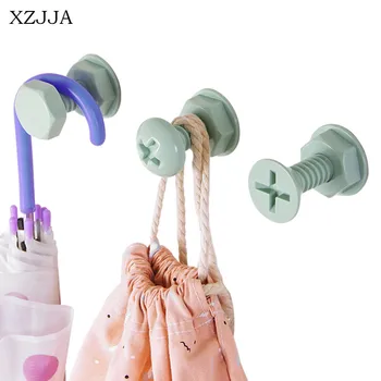 

XZJJA 3pcs High Quality Creative Screw Shaped Self Adhesive Storage Hook Wall Bathroom Decorative hooks Towel Key Hanger Holder