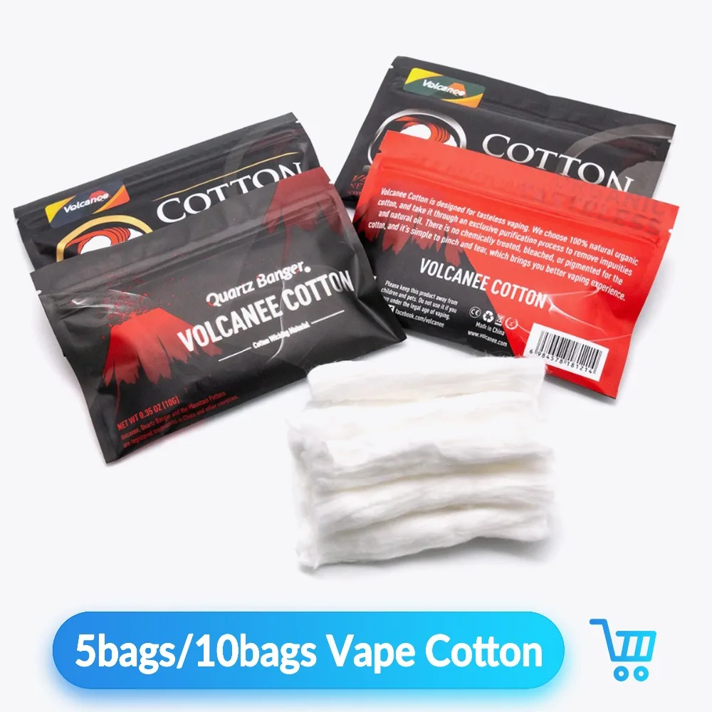 Volcanee 10 мешков/20 мешков Vape Cotton Vapor Prime шт в полоску для RTA RDA Tank Kayfun V5 атомизация