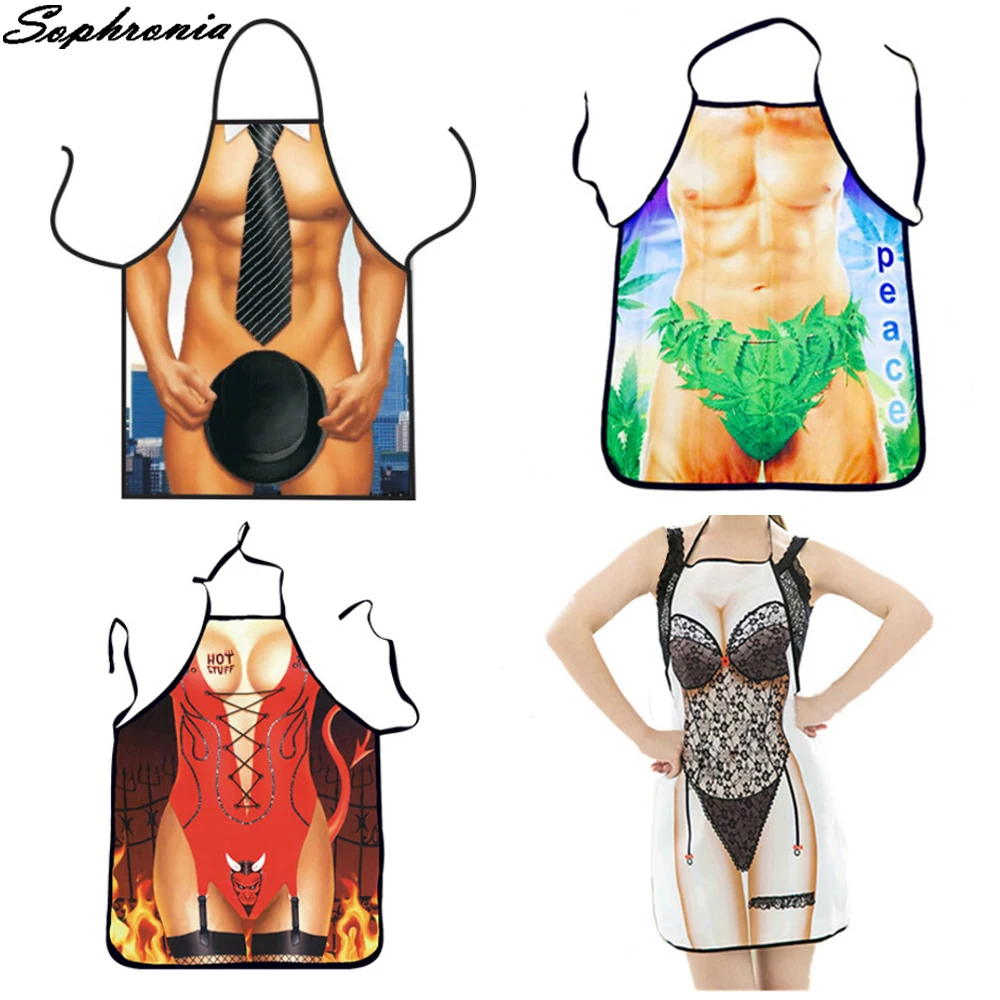 

1 Pcs Creative 3D Funny Apron Kitchen Apron Man Women Sexy Aprons Dinner Party Cooking Apron Adult Cuisine Pinafore CWQ001