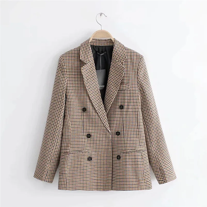 Fashion coats and jackets women winter ladies coats Winter Coat Retro Button Lattice Shoulder Pads Suit Coats Blouse O15#N (8)