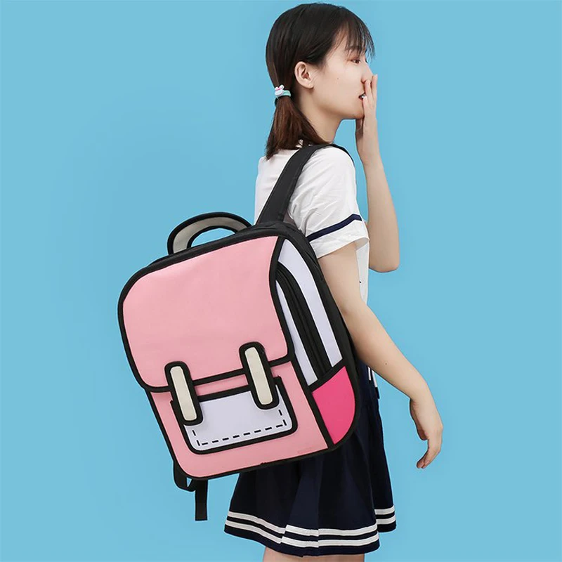 2D dibujo caricatura cómics Anime mochila mujer 3D Japón estilo mochila  escolar para niños de secundaria/secundaria libro bolsa - AliExpress  Maletas y bolsas