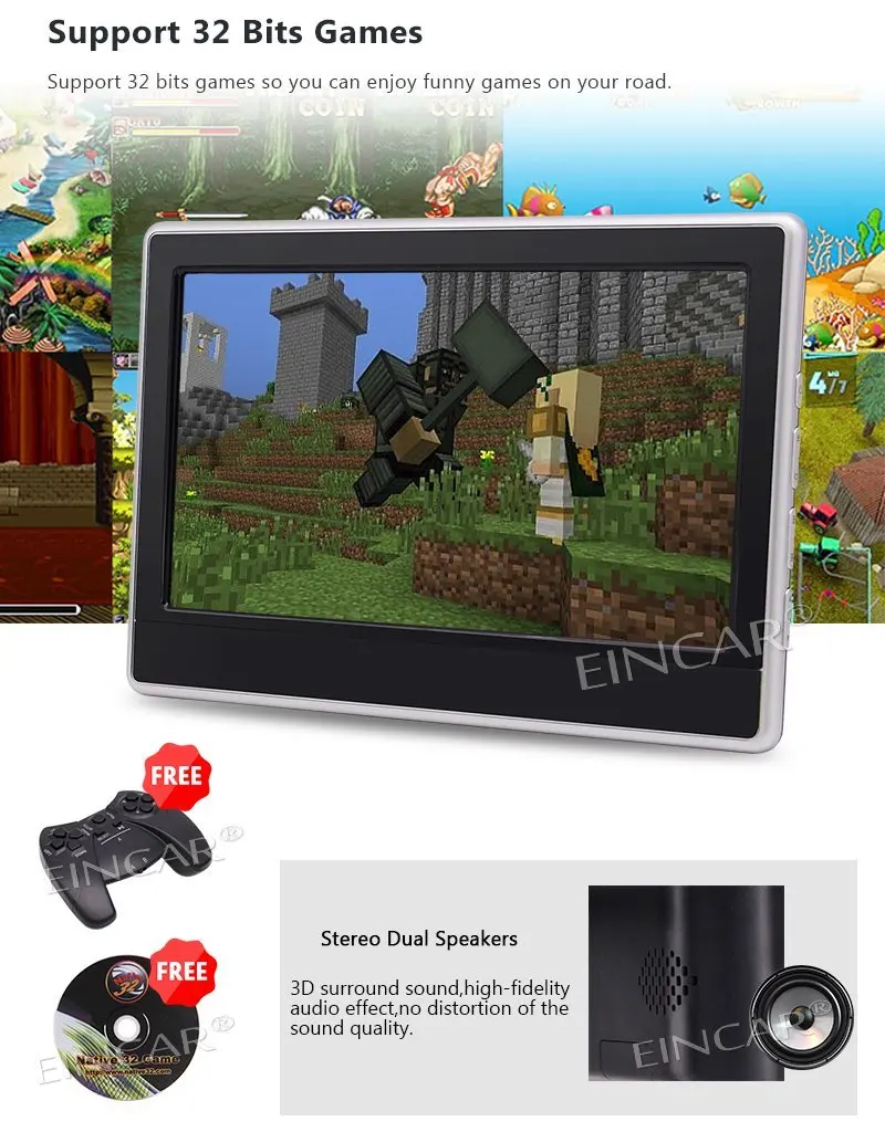 Eincar 11 6 'ƈ xtwin автомобильный dvd плеер для подголовника Сенсорный экран FM ИК
