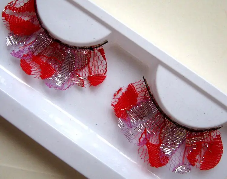 Eyelashes Ls01 red lace pink make up ball style exquisite lace false