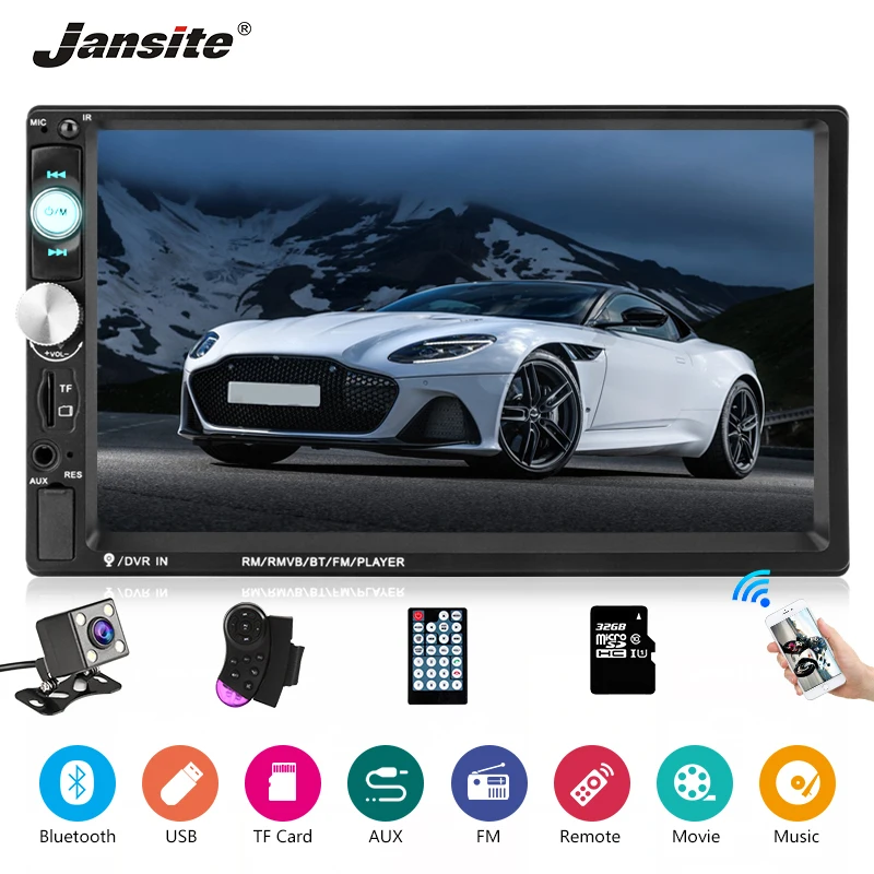 

Jansite 7" Touch Screen 2 din Universal Radio Car MP5 Player Bluetooth FHD Car Stereo radio Steering wheel control Mirror-link