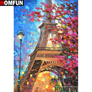 

HOMFUN Full Square/Round Drill 5D DIY Diamond Painting "Oil painting tower" 3D Embroidery Cross Stitch 5D Home Decor A13683