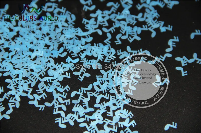 Resistentes a Solventes Glitter para Unha Polish e Decoração Un-f Neon Azul Nota Musical Forma Faça Você Mesmo 1 Pack = 50g Cor 3 Resistentes a Solventes UN-F Neon Cor Azul
