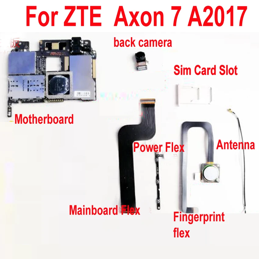 

Original Motherboard BACK REAR Camera Mainboard Power Fingerprint flex cable For ZTE Axon 7 Axon7 A2017 Sim Card Slot Antenna