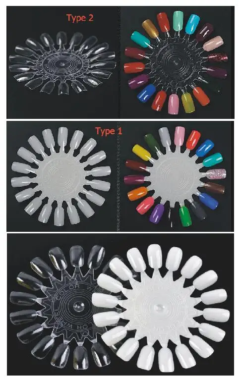 

5PCS Roundness Nail Art Display Color Chart Natural White Nail Polish Color Card Template False Nail Tips Salon Art Tools