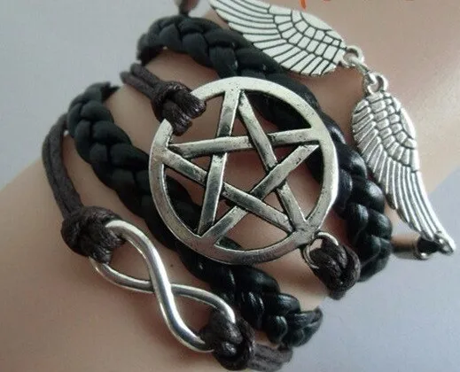 

2019 new handmade bracelet pentagram infinity 8 Wings bracelet infinite crystal shop free shipping