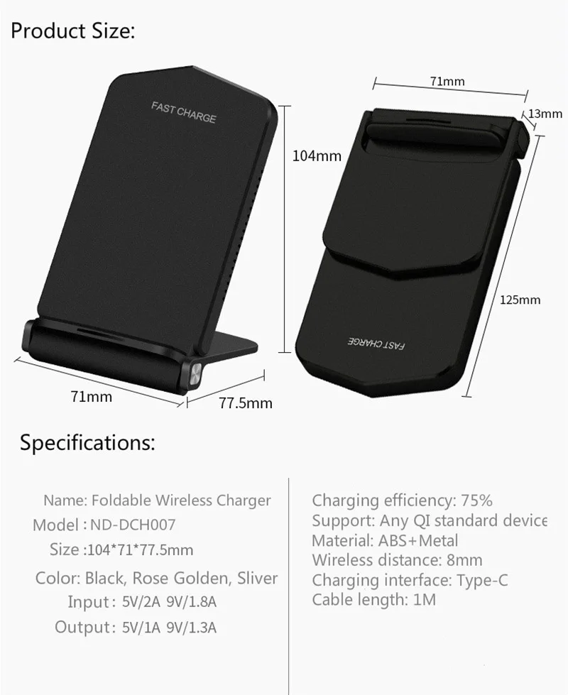 Fimilef Multifunctional Qi Fast Wireless Charger Mobile Phone Holder Stand For Samsung Note 8 For iPhone X8 Docking Dock Station (7)