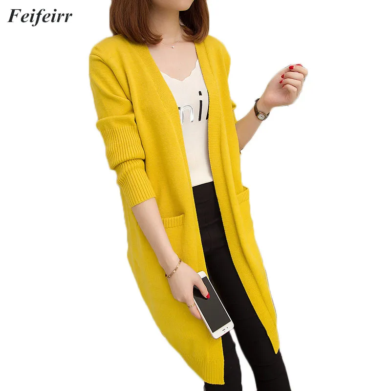 Spring Autumn 2018 Korean version Long Sleeve Loose Knitted Cardigan Female Sweaters Large size Coat Sueter Mujer |