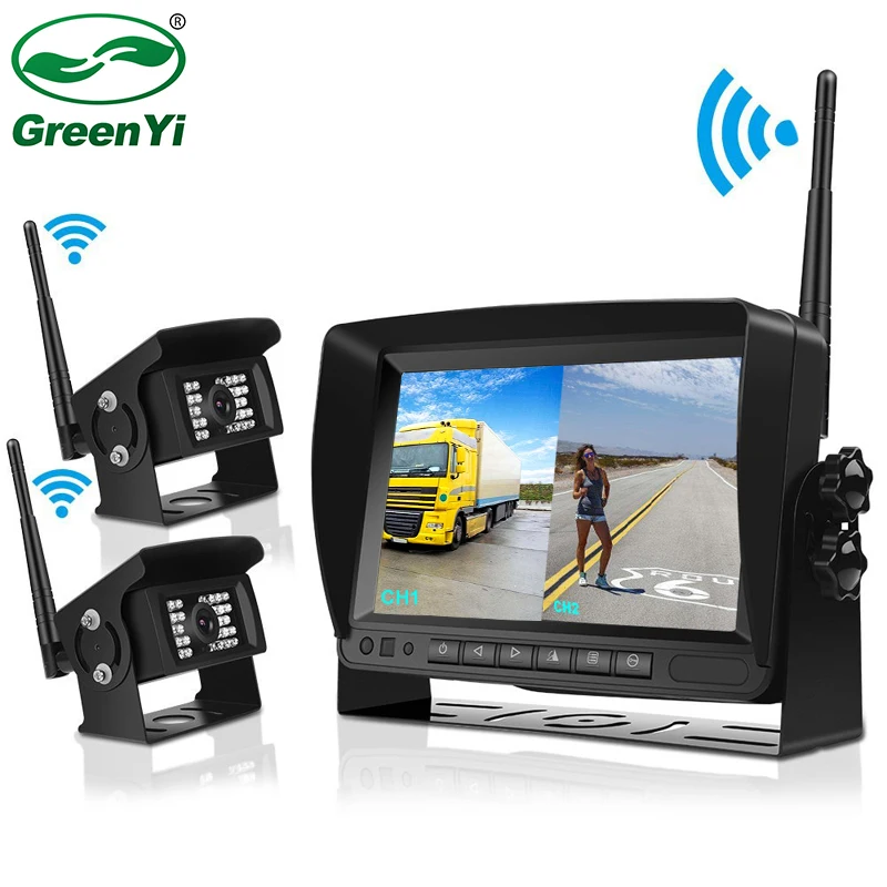

Digital Wireless 2 Channel Parking Monitor Camera Kit For Truck/Trailer/Bus/RV/Trailer CCTV Video Rear View WiFi Digital Camera