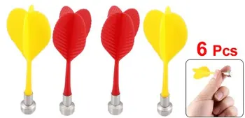 

New 6 Pcs Exquisite Bullseye Target Red Yellow Plastic Wing Magnetic Darts Needle
