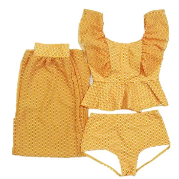 

2019 Women Three Piece Bikini Set Swimsuit Bathing Suit Summer Sexy Biquinis Swimwear Swimming Beach Wear Swim Suit with Pants