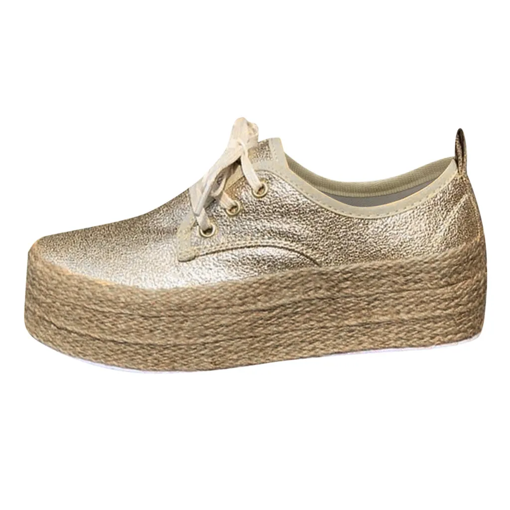 

SAGACE New casual single shoes female muffin bottom hemp rope canvas shoes flat bottom non-slip cashmere casual shoes 2019