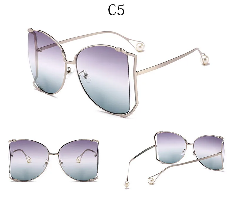 Большие D Квадратные Солнцезащитные очки для женщин роскошный бренд кошачий глаз прозрачные оттенки очки жемчужные модные полуоправы солнцезащитные очки для женщин
