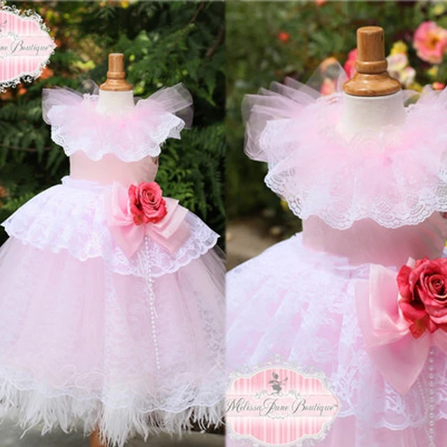 Cheap Custom Make Little Girls' Dresses Crew Neckline Tulle Lace Hand Made Flowers Pink Little Flower Girls' Dresses 2016