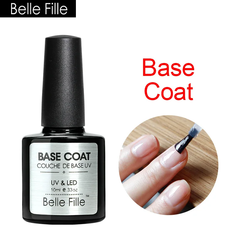 Belle Fille Gel Nail Polish Base Coat + Top Coat 10ml UV LED Matt Coat Gel Bring Shining Super Top Gels