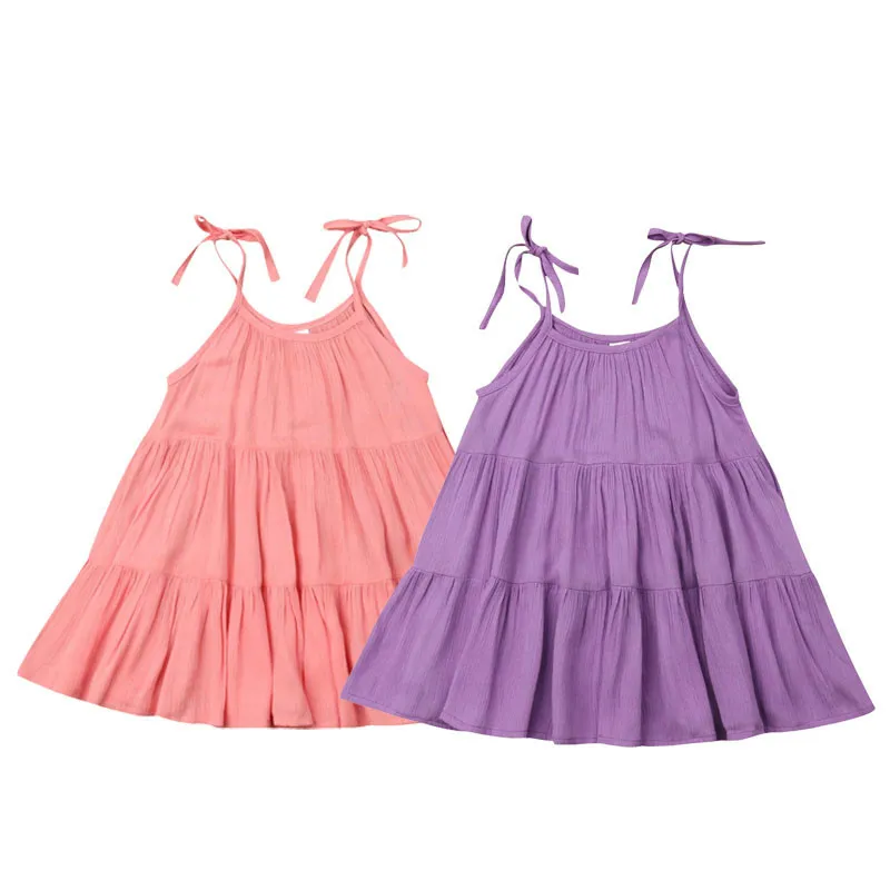 Новое праздничное платье макси принцессы для маленьких девочек милое хлопковое и льняное платье пляжный сарафан на лямках