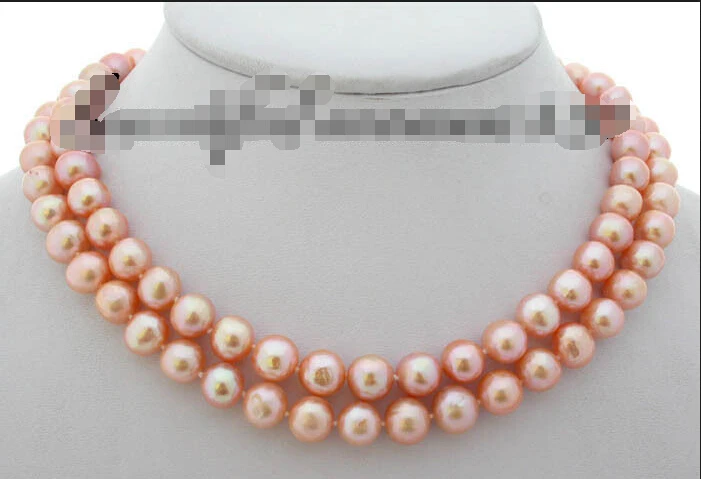 

FREE SHIPPING ******* z1181 11mm round pink fw pearl necklace 9k clasp (A0501)