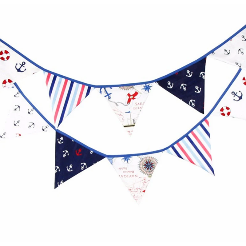 

3.2M 12 Flags Pennant Sailor Hanging Strips Birthday Party Decor Cotton Fabric Banners Venue Layout Home Decor B0