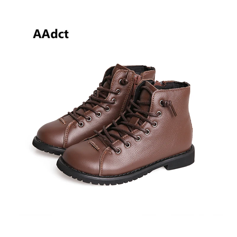 

AAdct Leather martin Boots for boys and girls High quality kids boots 2018 Autumn children short boots