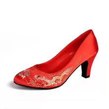 fashion china style cheongsam shoes wedding shoes bridal shoes women high-heeled red pumps