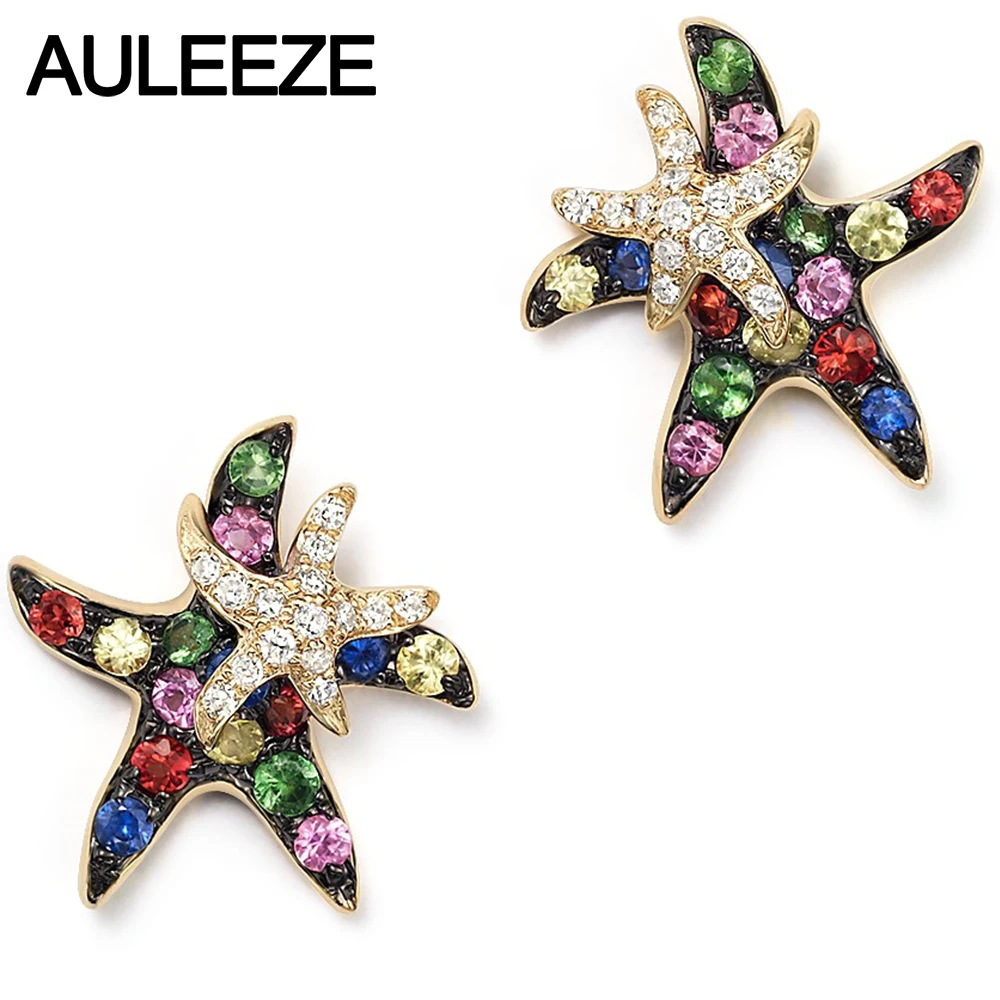 Женские серьги гвоздики из желтого золота 9 карат|earrings earring|earrings lovenatural sapphire earrings |